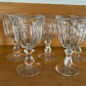 Vintage USA-made wine glass set of 5, Old Williamsburg Imperial Glass Ohio, 5.25